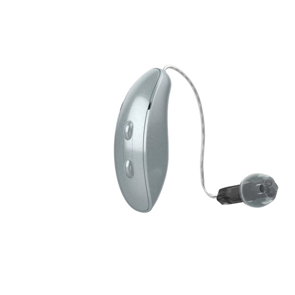 Starkey Edge AI silver receiver-in-canal hearing aid